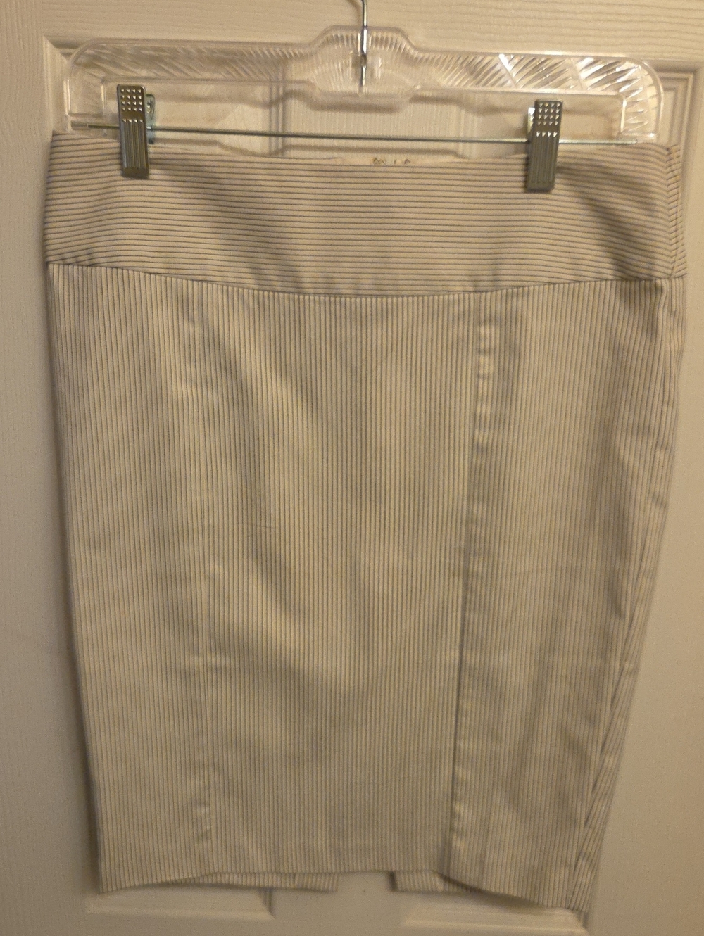 Charlotte Russe Classic Cream Pinstripe Pencil Skirt